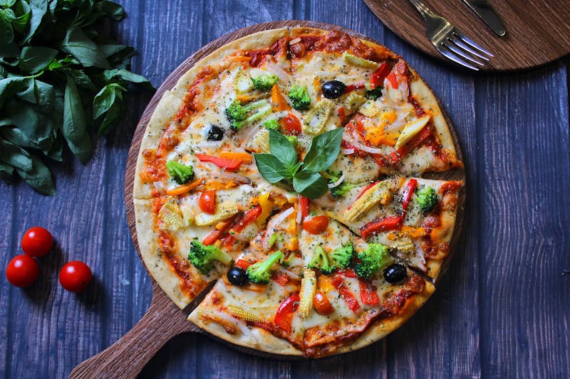 The Garden Party vegetarian pizza with roasted vegetables